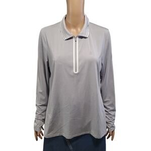 G/FORE Size XL Featherweight Long Sleeve 1/4 Zip Polo in Gray